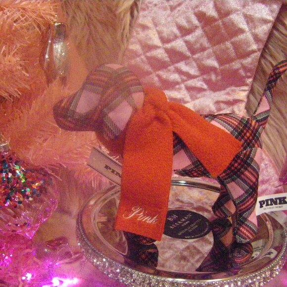 Victoria's Secret PINK Mini Dog Pink Plaid With Red Scarf NWT - Picture 8 of 12